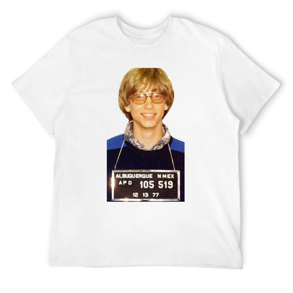 Bill Gates Mugshot T-Shirt tops basketball graphic tees korean fashion plain white t shirts men