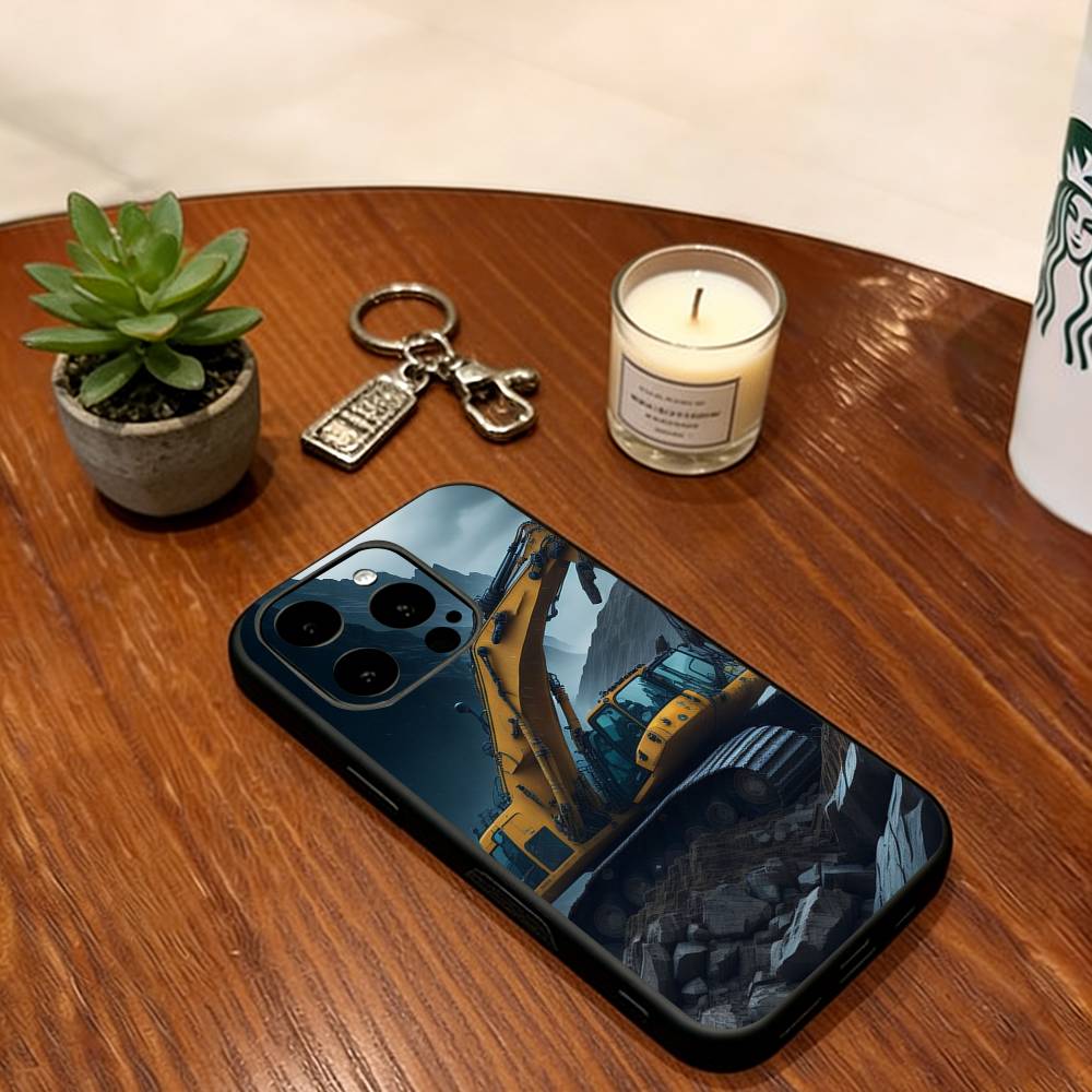 Excavator Phone Case Soft Silicone black For IPhone 17 16 15 14 13 12 11 X XR Plus Pro Max Plus