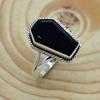 Black Onyx 925 Sterling Silver Coffin Ring, Onyx Gemstone Handmade Women Coffin Ring