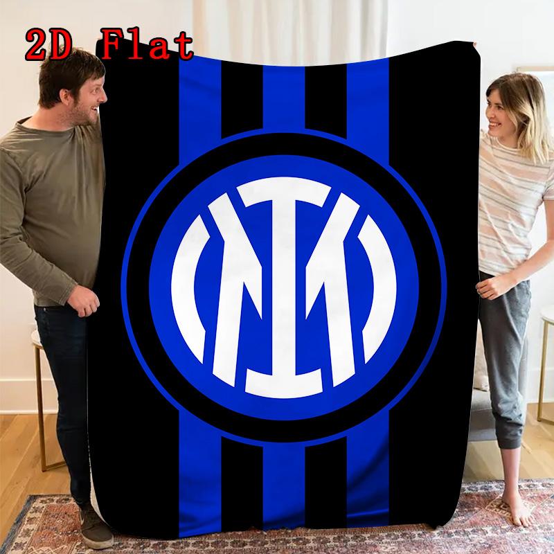 Inter Milan 2D Flat Pattern Flannel Blanket High quality All Seasons Warmth and Comfort Perfect for Christmas Gifts.