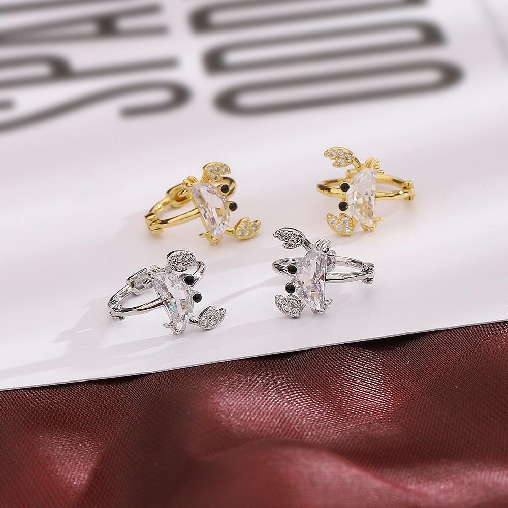 Серьги-гвоздики с пряжкой в виде краба из микроциркония и милым океанским кругом, изысканный маленький креативный дизайн с бриллиантами
