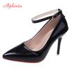 Fashion Aphixta Blcak Shoes Woman 10cm High Heel Pumps Buckle Thin Heels Women Shoes Wedding Party Sexy E Shoes Shoes Big Szie 45