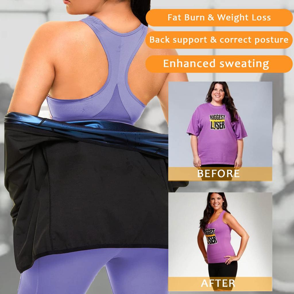 Костюм для сауны для женщин, толстовка для сауны, рубашка для похудения с длинными рукавами, фитнес-шейпер на молнии, майка для тренировок, корректирующее белье, компрессионное нижнее белье