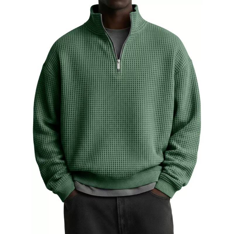 Minimalist Stand Collar Long Sleeve Mens Hoodie With Polyester Fabric For Casual Wear