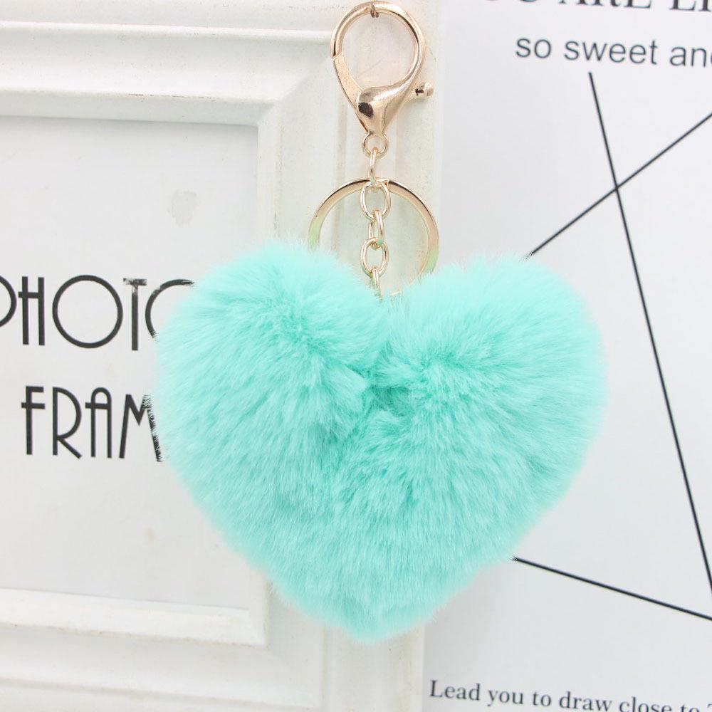 "Charming Heart-Shaped Rabbit Fur Keychain - Fashionable Fluffy Accessory for Ladies' Bags"