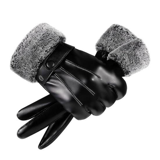 Yousheng 1 пара мужских перчаток из искусственной кожи, водонепроницаемые, ветрозащитные, с сенсорным экраном, на флисовой подкладке, для велоспорта на открытом воздухе, зимние, теплые, толстые, термо