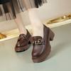 2024 New Women's Shoes Soft Leather Versatile Student Small Leather Shoes Platform Heightening Loafers British Style One-pedal Single Shoes