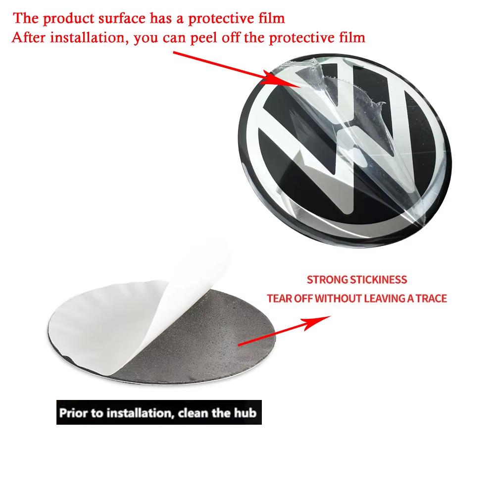 Car Sticker 4pcs Black silver 56mm/60mm/65mm Car Wheel Center Hub Caps Sticker Badge Accessories For VW Volkswagen R GTI G zh9