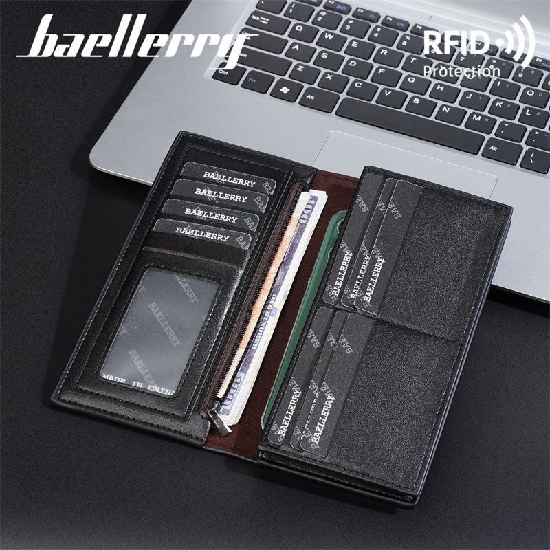 Baellerry RFID Защита Противоугонные Длинные Кошельки для Мужчин Винтажный Дизайн Держатель для Визиток Бизнес Кошелек для Денег GZW