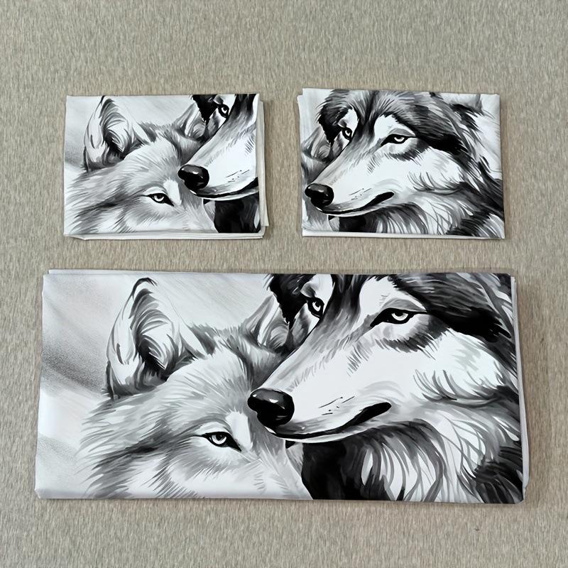 White Wolf digital printing duvet cover kit supply 3D bedding quilt cover pillowcase three-piece set