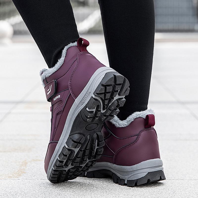 35-45 Зимние высокие хлопковые ботинки для пожилых людей Водонепроницаемые и теплые кожаные туфли для родителей Кроссовки для походов Кроссовки для походов