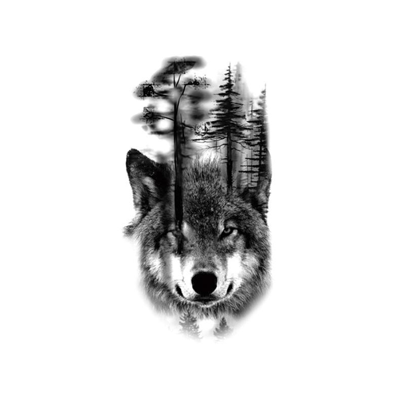 Голова тигра, голова волка, элемент татуировки, акварель, 3D, переносимый на воду, большой набор рисунков, водонепроницаемая наклейка для татуировки