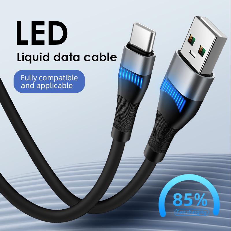 Светящийся USB-кабель с быстрой зарядкой для устройств Apple, Android и Type-C