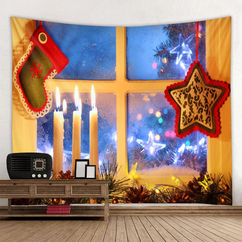 Christmas Tree Fireplace Printed Pattern Tapestry Home Living Room Bedroom Room Wall Decoration Background Cloth Tapestry