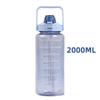 2L Portable Water Bottle Large Capacity Plastic Straw Water Cup Drink Bottle with Time Marker for Outdoor Sports Fitness Summer
