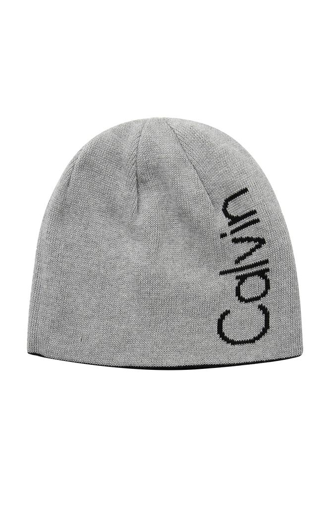 Calvin Klein Двусторонняя мужская шапка-бини, черная и серая, одного размера, с логотипом,