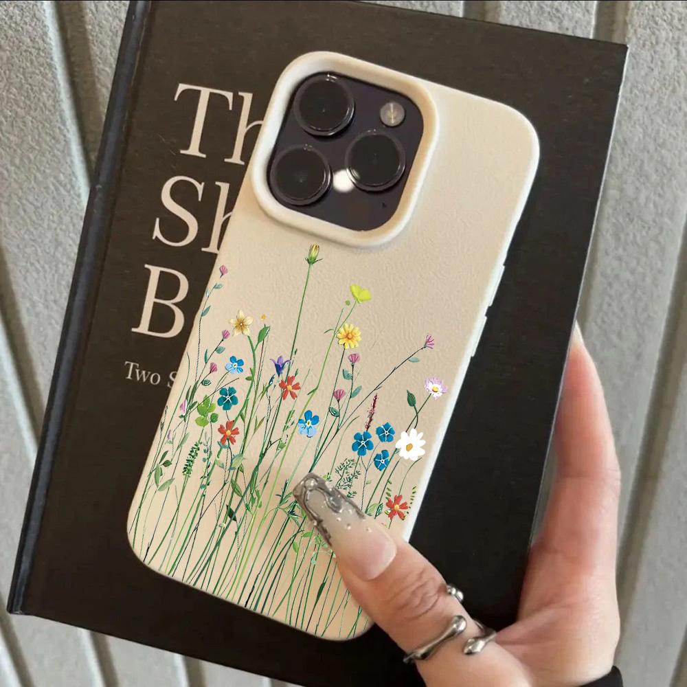 Чехол для телефона с узором под кожу личи для HOT Cool Цветок Лилия Роскошный iPhone 17 16e 16 15 14 13 12 11 Air Pro Max Plus X XR XSMax