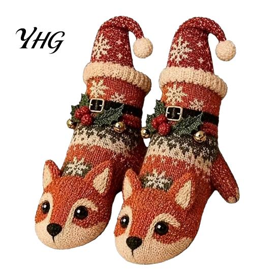 Winter Holiday Gift Storage Bags 3D Knit Animal Christmas Stockings, Rudolph Reindeer Highland Cow Fox And Retro Jacquard Stocking Set Polar