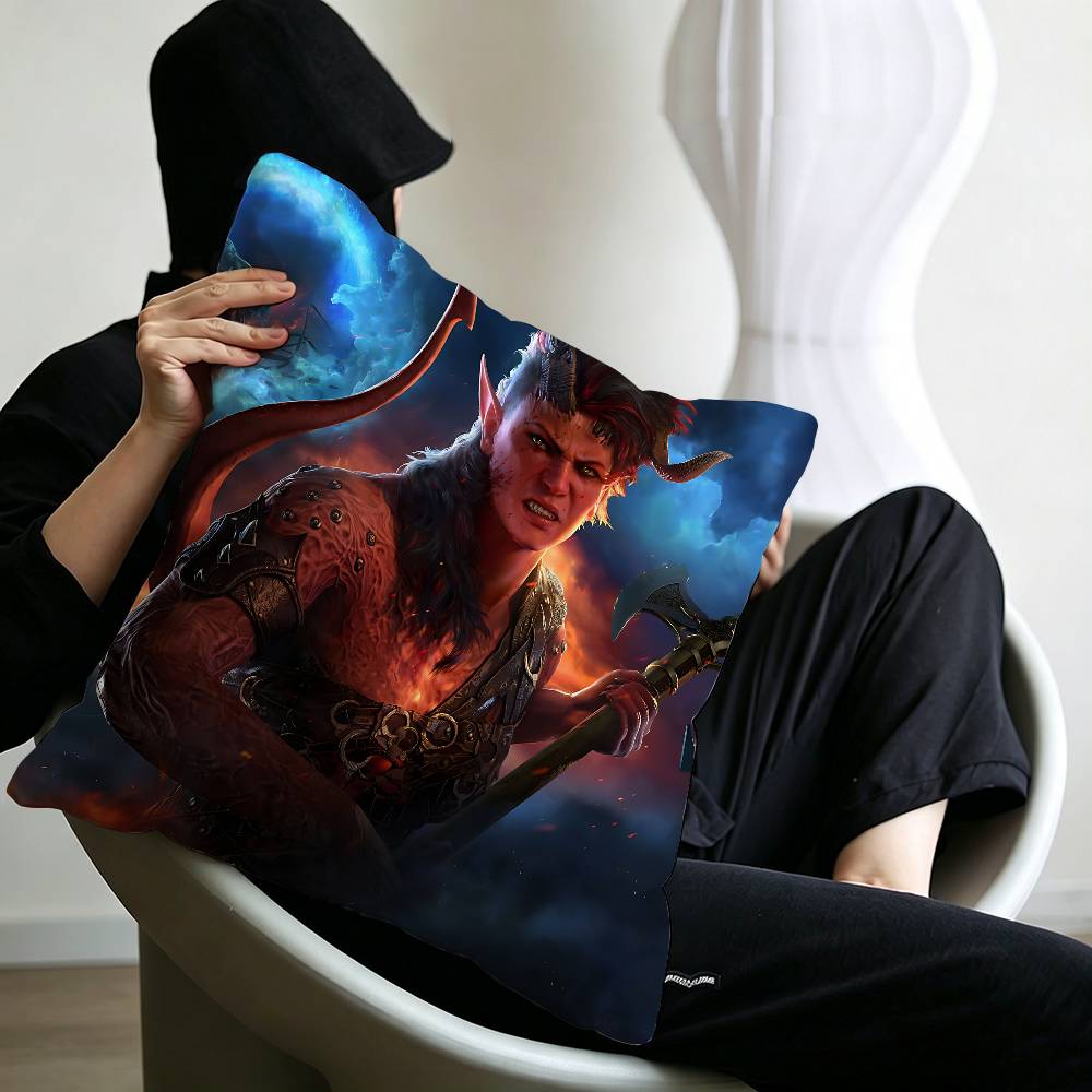 Game BBaldurs GGate Pillow Covers Cartoon Sofa Decorative Home Doublesided Printing Short Plush Cute Cushion Cover