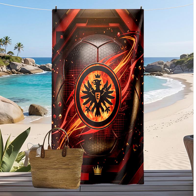 Пляжное полотенце Eintracht Frankfurt Football Print, Большое Мягкое Быстросохнущее Полотенце для Пляжа Кемпинга Плавания