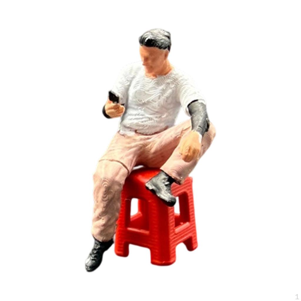 1/64 Miniature Figure Hand Painted 1:64 Scale Resin People Mini Figurine for Crafts