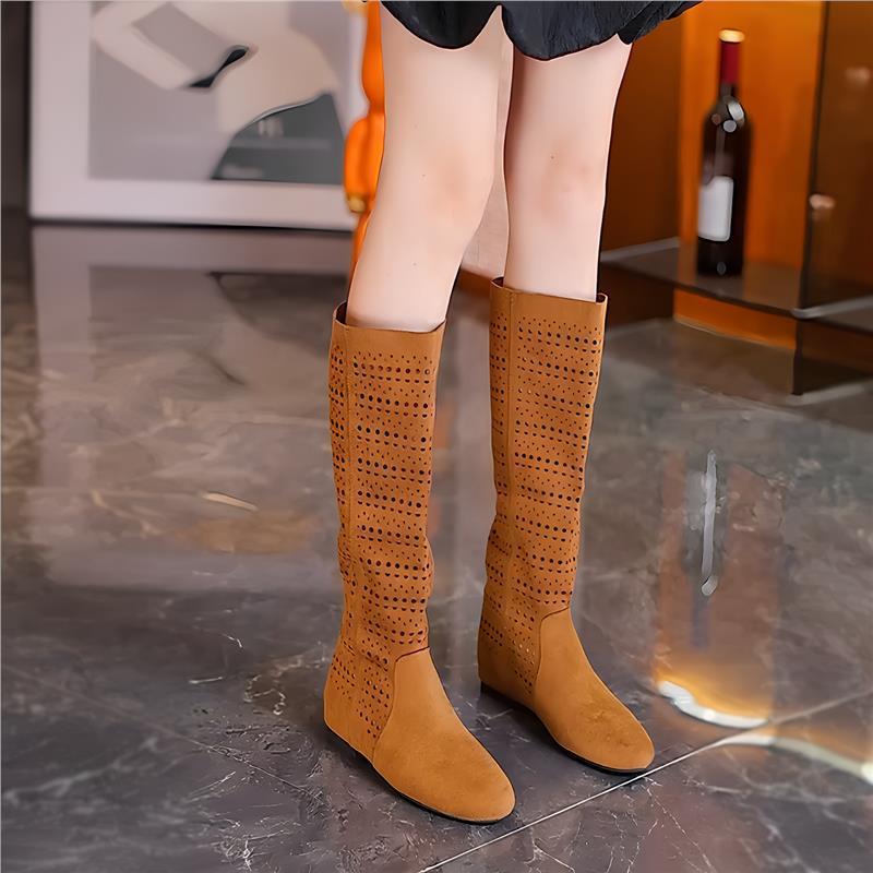 Женские полусапожки 2025 лето новинка круглый носок два варианта носки ботинки-чулки полые ретро модные ботинки корейская версия супер универсальные