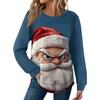 Женская Мода Повседневный Свободный Топ с Круглым Вырезом и Длинным Рукавом с Рождественским Принтом