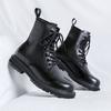 Мужские ботинки мартин весна-осень британский стиль толстая подошва увеличивающие рост черные высокие рабочие ботинки-локомотивы 6038-R