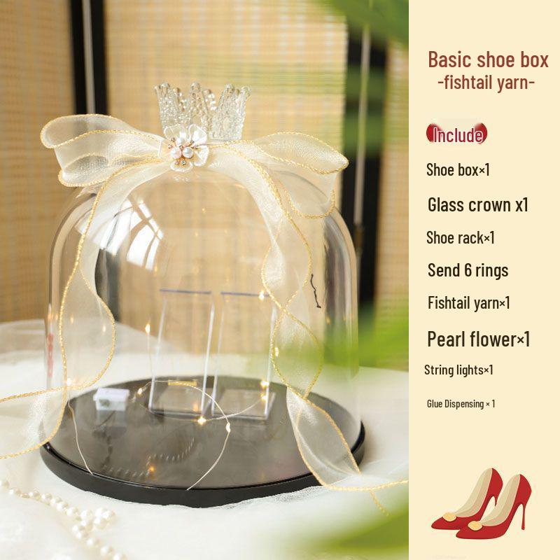 Большая акриловая свадебная коробка для обуви с кольцебросом и игрой с колокольчиком