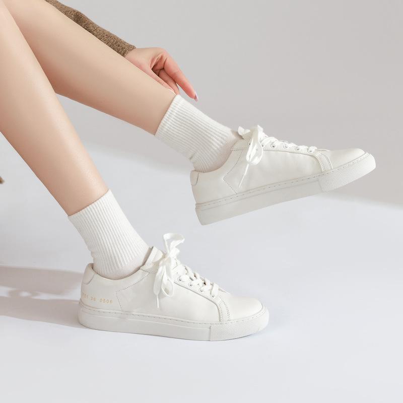 [Cowhide] Little White Shoes Women's Shoes Spring, Autumn and Summer New Sports and Leisure Flat Leather Tide