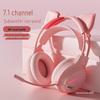 Glowing Cat Ear Wired Headphones: Cute Gaming Headset for Girls - Compatible with Desktop & Laptop Computers