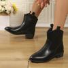 Новые женские ботильоны кожа осень зима дизайнерские короткие ботинки толстый каблук острый носок повседневная обувь женщина офисная леди черный