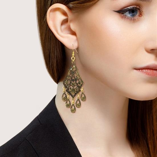 1 пара женских винтажных резных кисточек с кисточками, полые серьги с цветочным принтом в форме капли воды в богемном стиле