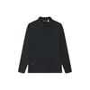 Solid Color Knitted Casual Long Sleeve Polo Shirt Men Tops Black F11M412210F-BK