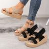 Chic Summer Beach Wedge Sandals for Women - Comfy Slip-On Design with Elastic Strap, Breathable Open Toe