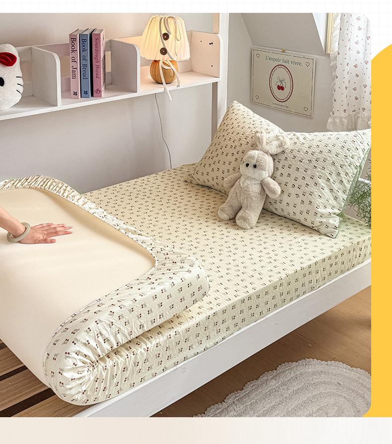 Sleep Grid (Student Season) Soft and Comfortable Puff Cotton Double Layer Yarn Student Dormitory Single Item Bed Sheet