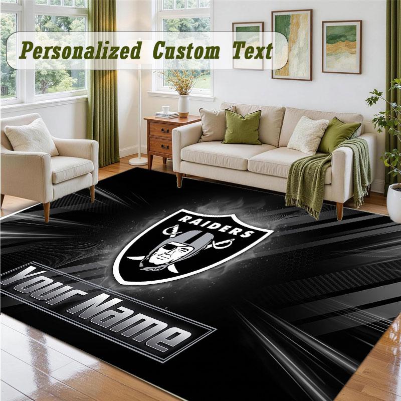 Crystal Velvet Square Rug Custom NameLas Vegas Raiders Pattern Non Slip Home Floor Decor Rug
