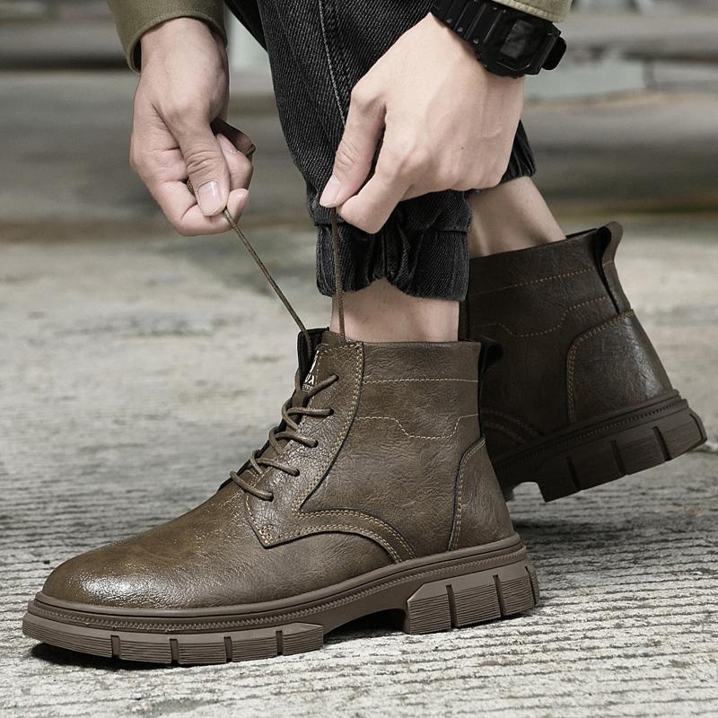 Men Lace Up Boots Genuine High-top Multi-purpose Hiking High Quality Work Clothes Shoes Fashionable Comfortable High Top Boot