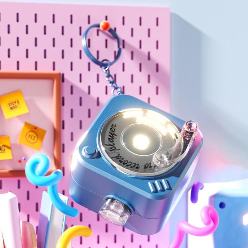 Мини-проигрыватель виниловых пластинок Мини-голосовой проигрыватель Брелок Функция воспроизведения Регулируемая ручка громкости Для ежедневного использования в путешествиях