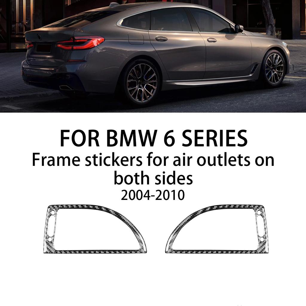 For BMW 6 Series E63 E64 2004-2010 Black Carbon Fiber Stickers Both Side Air Vent Outlet Frame Trim Interior Car Accessories