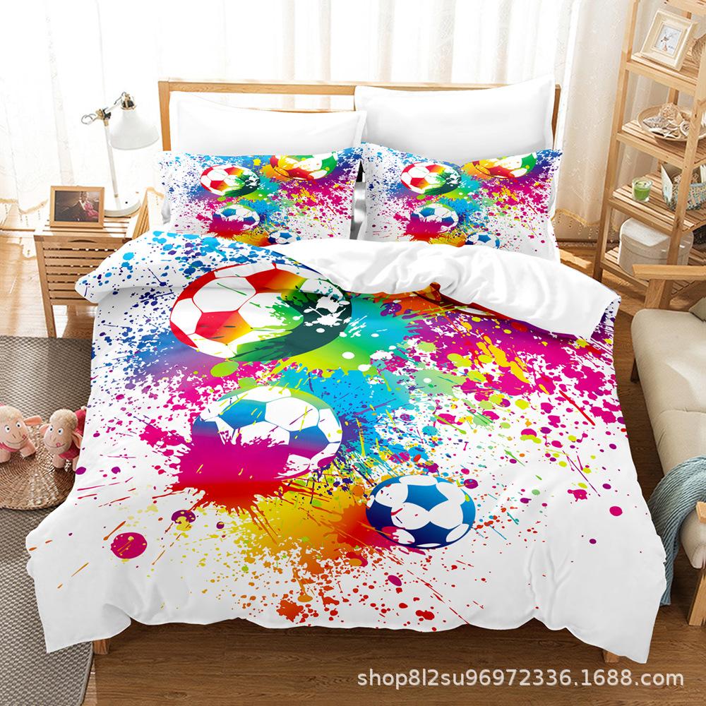 Комплект постельного белья 3D Football Series, спортивный пододеяльник и наволочка, 2/3 предмета, подходят для домашнего украшения комнат футбольных фанатов мальчиков