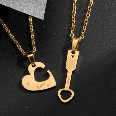 Модный кулон Love Key для пары, ожерелье из нержавеющей стали в виде стрелы Купидона, рождественские подарочные украшения
