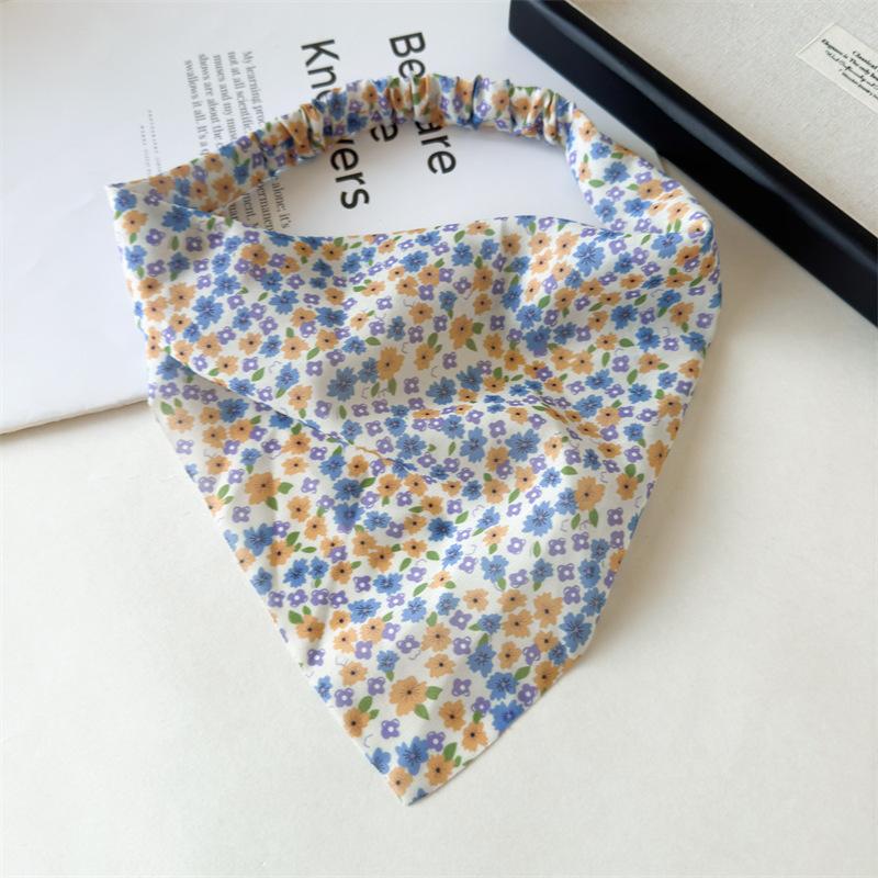 Элегантный принт Цветочный треугольный платок повязка на голову модный шифоновый тюрбан повязка на голову бандана для девочек и женщин аксессуары для волос