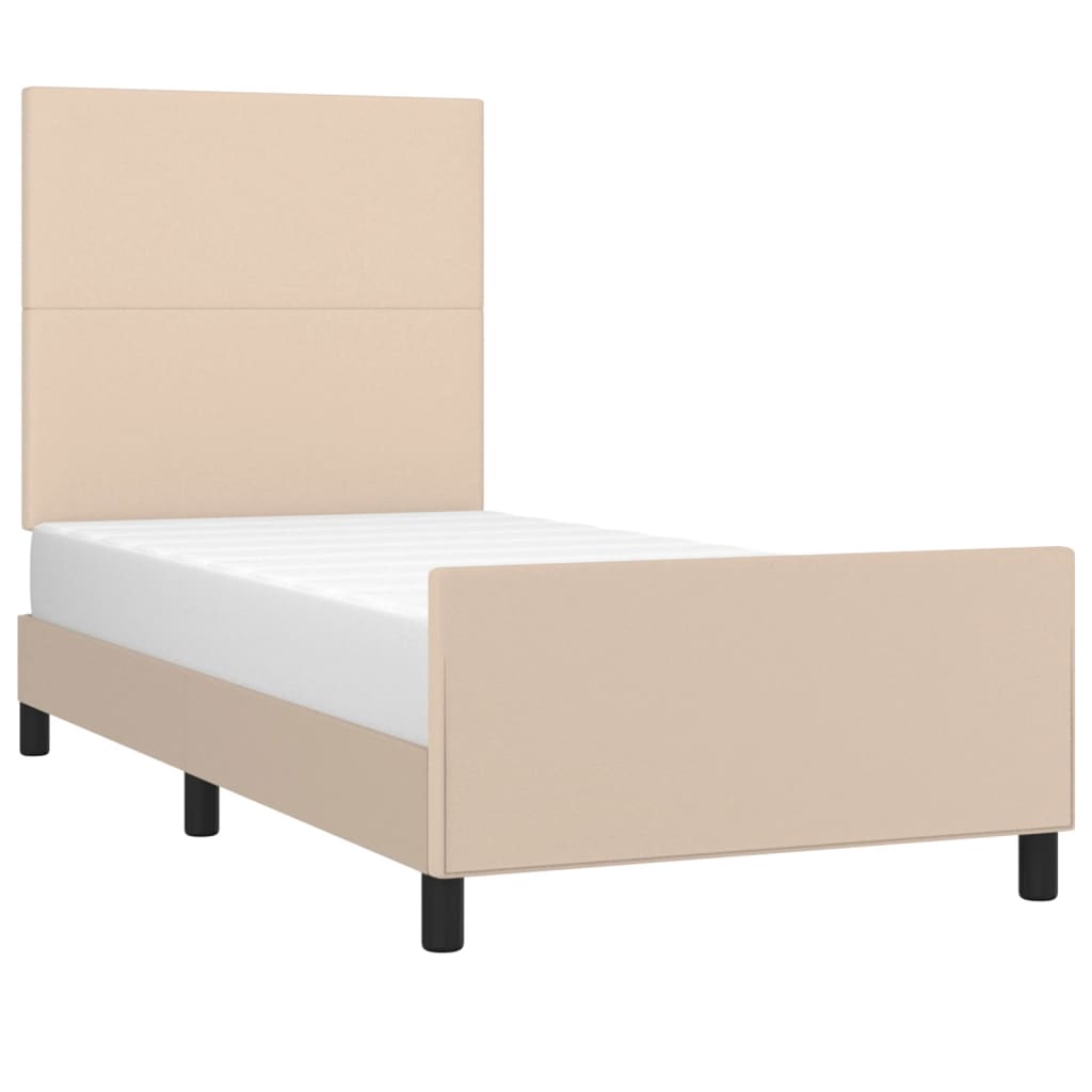 Bed Frame with Headboard Cappuccino Brown 100x200 cm Faux Leather