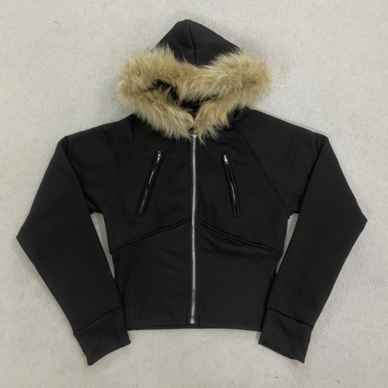 Осень и Зима Европейский и Американский Ретро Молния Персонализированный Приталенный Талия Плюшевое Худи Женская Одежда