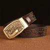 High Quality Belt Genuine Leather Belt for Men Carving Pattern Automatic Buckle Belt Strap for Jeans