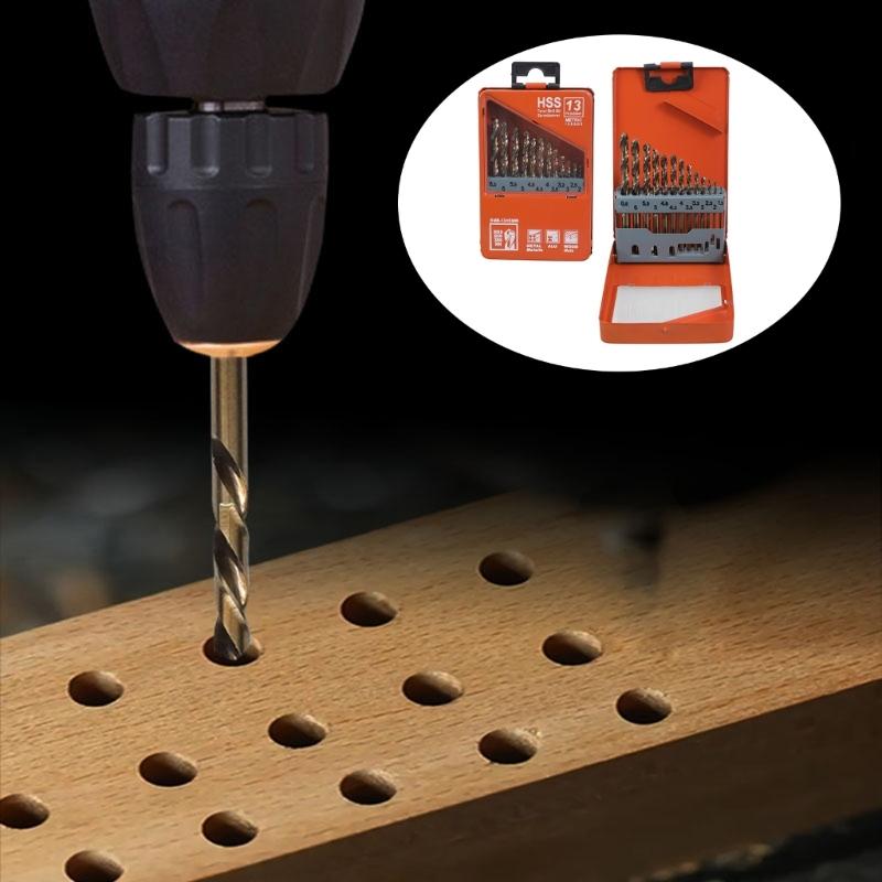 Высокопроизводительные 13 штук сверл M35 из кобальта с металлическим кейсом для хранения 1,5-6,5 мм для металлообработки и DIY-проектов