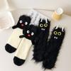 Female Autumn and Winter Thickened Ugly Cute Monster Black Cat Funny Penguin Sleep Floor Socks