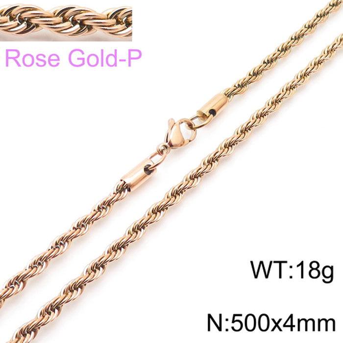 Durable Stainless Steel Rope Chain Necklace - Multi-Size, Titanium Steel for Men and Women