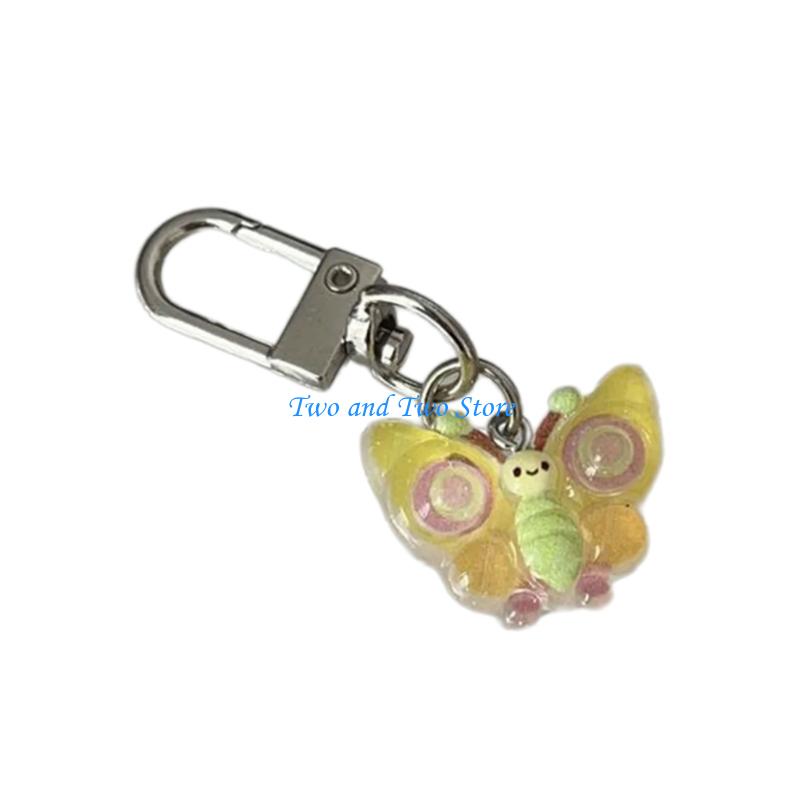 HX6F Smiling Butterfly Keychain Resin Bag Charm for Teens Friend Gifts